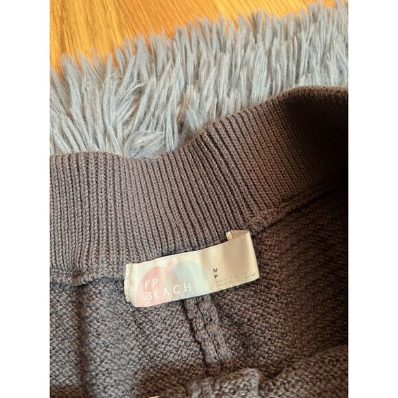 Free People Beach Charcoal Waffle Knit Hailee Cardi Cropped Joggers Size S - Picture 4 of 8
